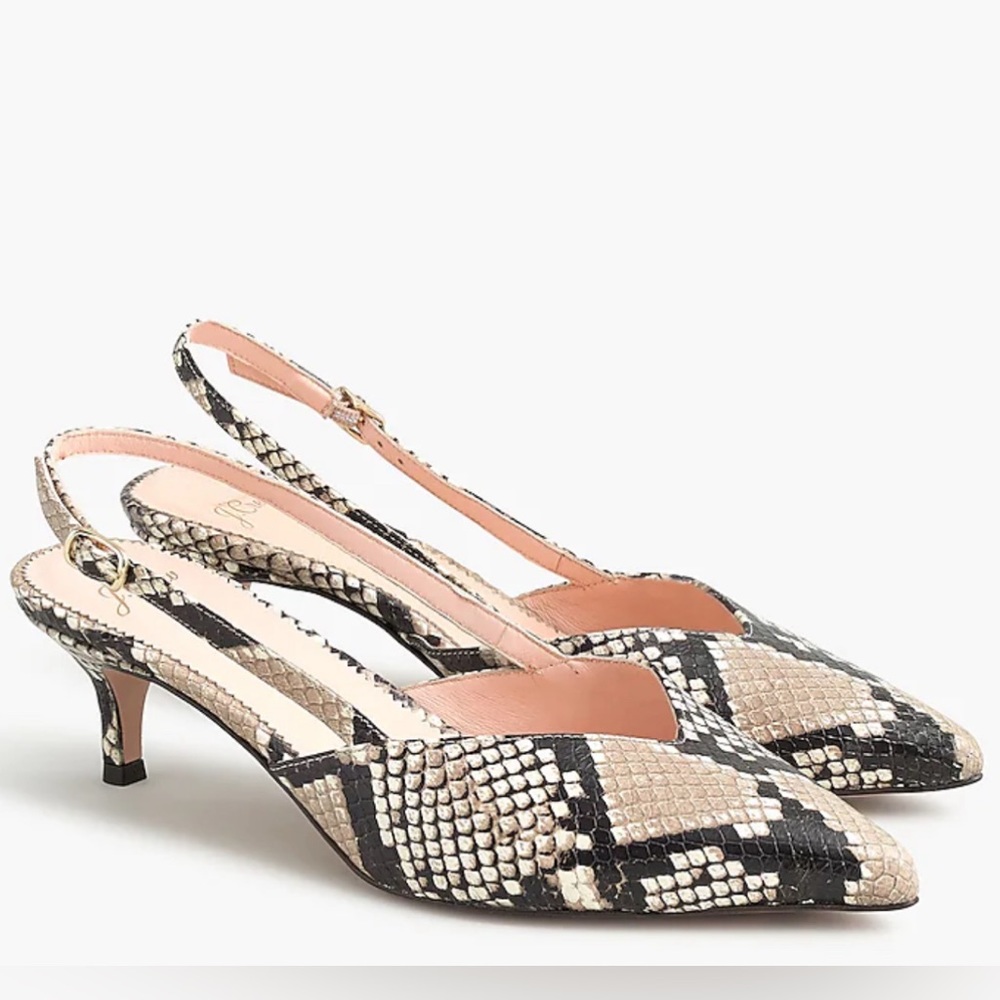J. Crew Sophia slingback pumps in snake-embossed leather